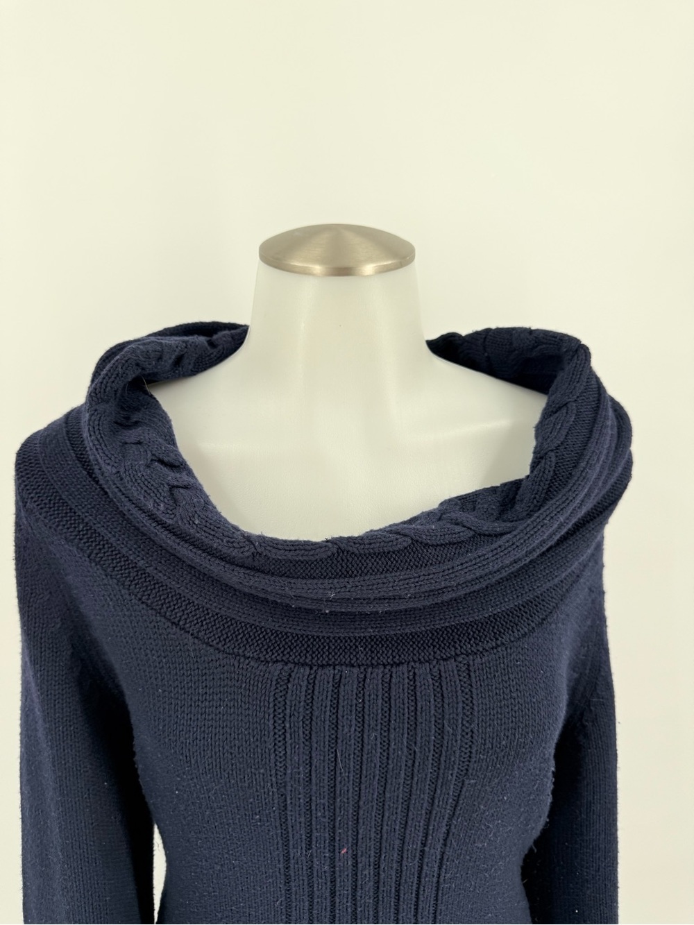 Classic Navy Cowl Neck Sweater Dress - Picture 3 of 7